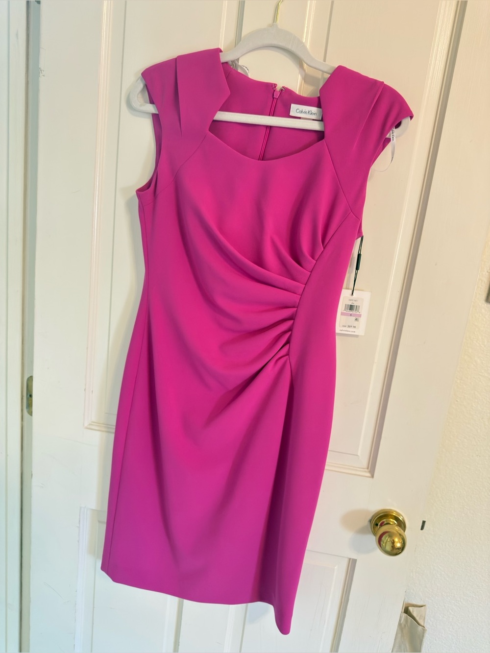 NWT Calvin Klein Fuchsia Cap-Sleeve Sheath Dress